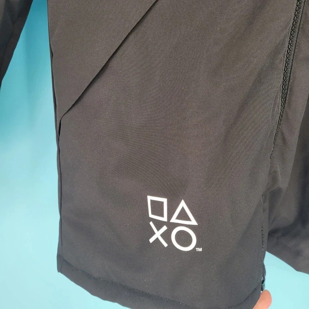 PlayStation Hooded Windbreaker Jacket Kids Size L Gamer Coat Black New NWT gamer